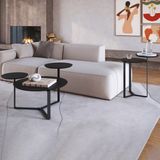 Kit Mesa Centro E Lateral Chanfrada Pes Metal Preto Nero Artesano