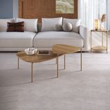 Kit Mesa De Centro E Lateral Organica Pes Metal Dourado Hanover Artesano