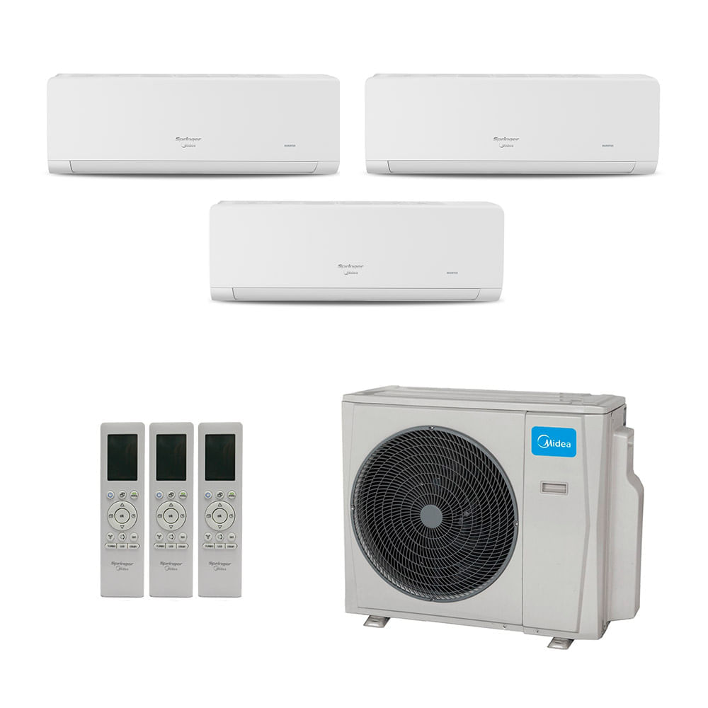 Ar-condicionado Multi Split Inverter Springer Midea 42.000 (1x Evap Hw 9.000 + 1x Evap Hw 12.000 + 1x Evap Hw 24.000) Quente/frio 220v