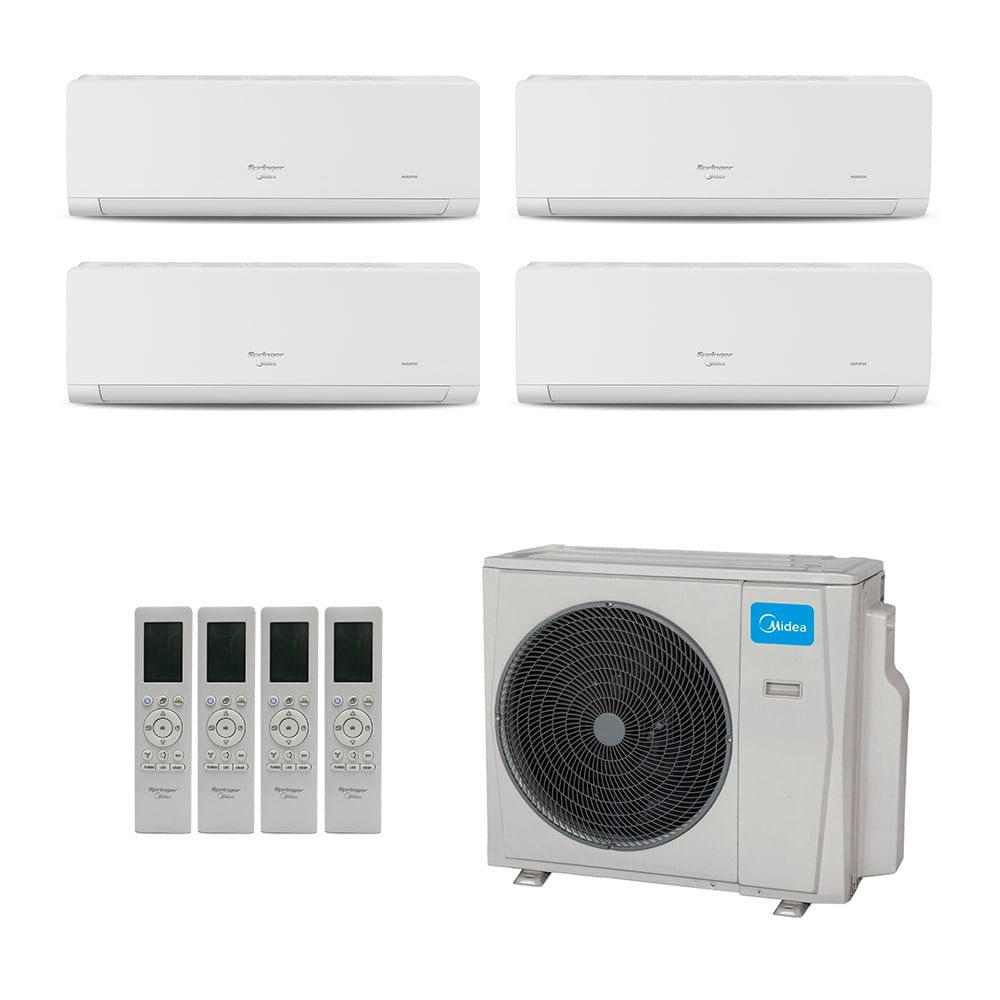 Ar-condicionado Multi Split Inverter Springer Midea 36.000 (3x Evap Hw 9.000 + 1x Evap Hw 12.000) Quente/frio 220v