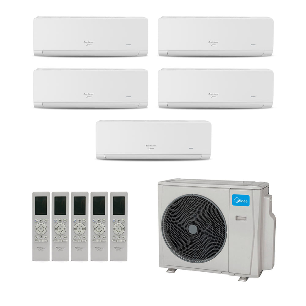 Ar-condicionado Multi Split Inverter Springer Midea 42.000 (3x Evap Hw 9.000 + 2x Evap Hw 12.000) Quente/frio 220v