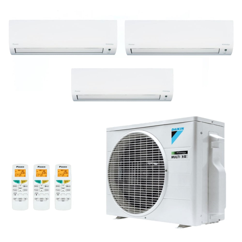 Ar-condicionado Multi Split Inverter Daikin 18.000 (2x Evap Hw 9.000 + 1x Evap Hw 12.000) Só Frio 220v