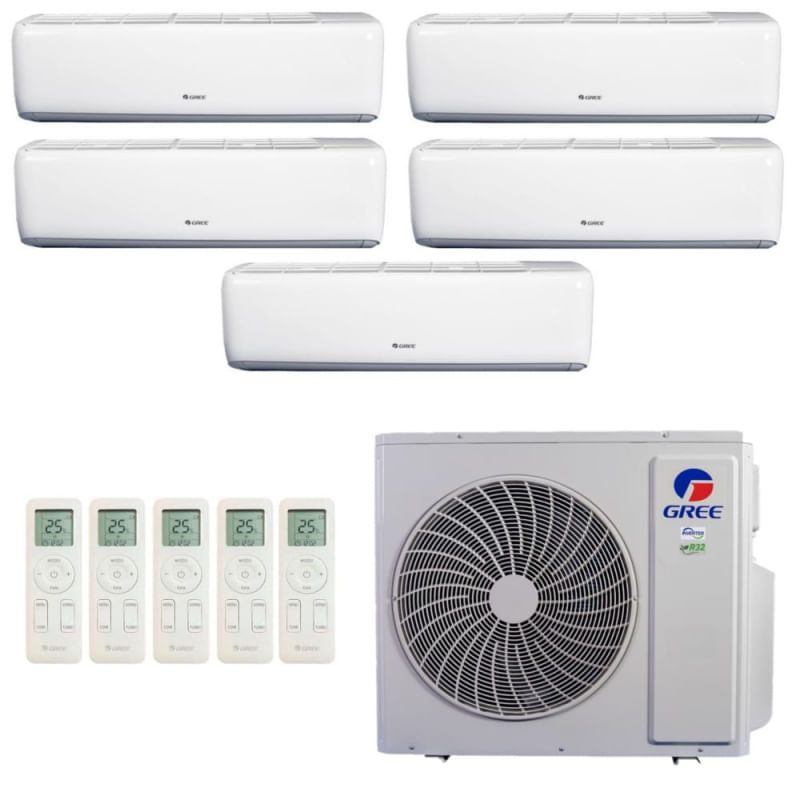 Ar-condicionado Multi Split Inverter R-32 Gree 42.000 (4x Evap Hw 9.000 + 1x Evap Hw 12.000) Quente/frio 220v