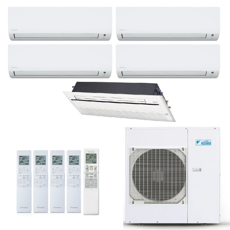 Ar Condicionado Multi Split Inverter Daikin 38 000 Btus 4x Evap Hw 9 000 1x Evap Cassete 1 Via 18 000 Quente Frio 220v