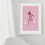 Quadro Flores Rosas De Tinta - 60x48cm