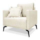 Poltrona Para Sala Pés De Metal Vecchia S06 Linho Natural - Mpozenato