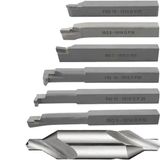 Ferramenta Soldada Para Torno Med. 10mm Direita - Kit 6 Pçs + Brocas De Centrar.