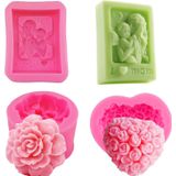 3 Moldes De Silicona 3d Para El Día De La Madre, Molde De Silicona Con Forma De Rosa Para Madre E Hijo, Moldes De Azúcar Para Fondant De Res