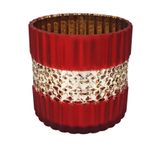 Castiçal Vaso De Vidro Vermelho Fosco