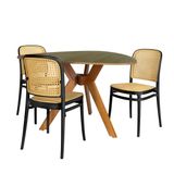 Conjunto Mesa De Jantar Orgânica Nina 120cm Natural Com 3 Cadeiras Roma - Preto