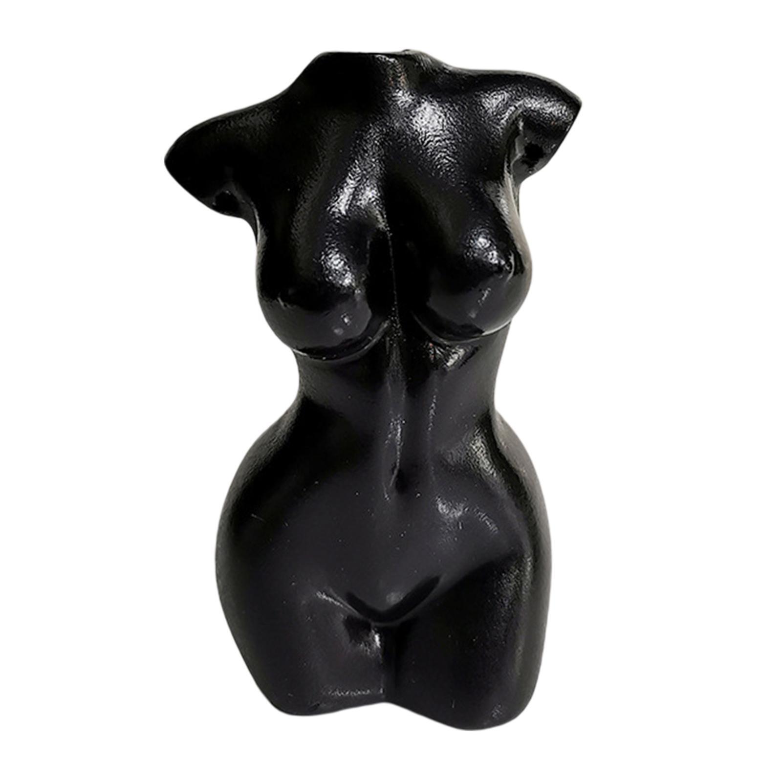 Vaso De Corpo Feminino Plantas Pote Estátua De Arte Decoração De Mesa Preto