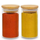 Kit 2 Potes Mantimentos Borossilicato Com Tampa Bambu 110ml