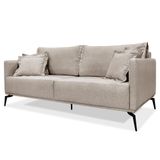 Sofá 3 Lugares 220cm Pés De Metal Vecchia S06 Linho Areia - Mpozenato