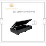 Cama Box Baú Solteiro Corino Preto Com Pistão A Gás