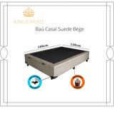 Cama Box Baú Casal Suede Bege Com Pistão A Gás