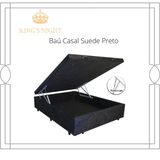 Cama Box Baú Casal Suede Preto Com Pistão A Gás