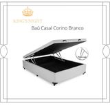 Cama Box Baú Casal Corino Branco Com Pistão A Gás