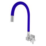 Torneira Luxo Parede Cozinha Bica Azul Metal 1/4 Volta