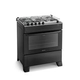 Fogão 5 Bocas Preto Com Mesa Inox Atlas Mônaco Top Bivolt