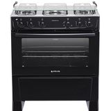 Fogão 5 Bocas Atlas Mônaco Plus Preto com Mesa Inox Bivolt
