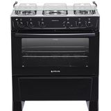 Fogão 5 Bocas Atlas Mônaco Plus Preto com Mesa Inox Bivolt