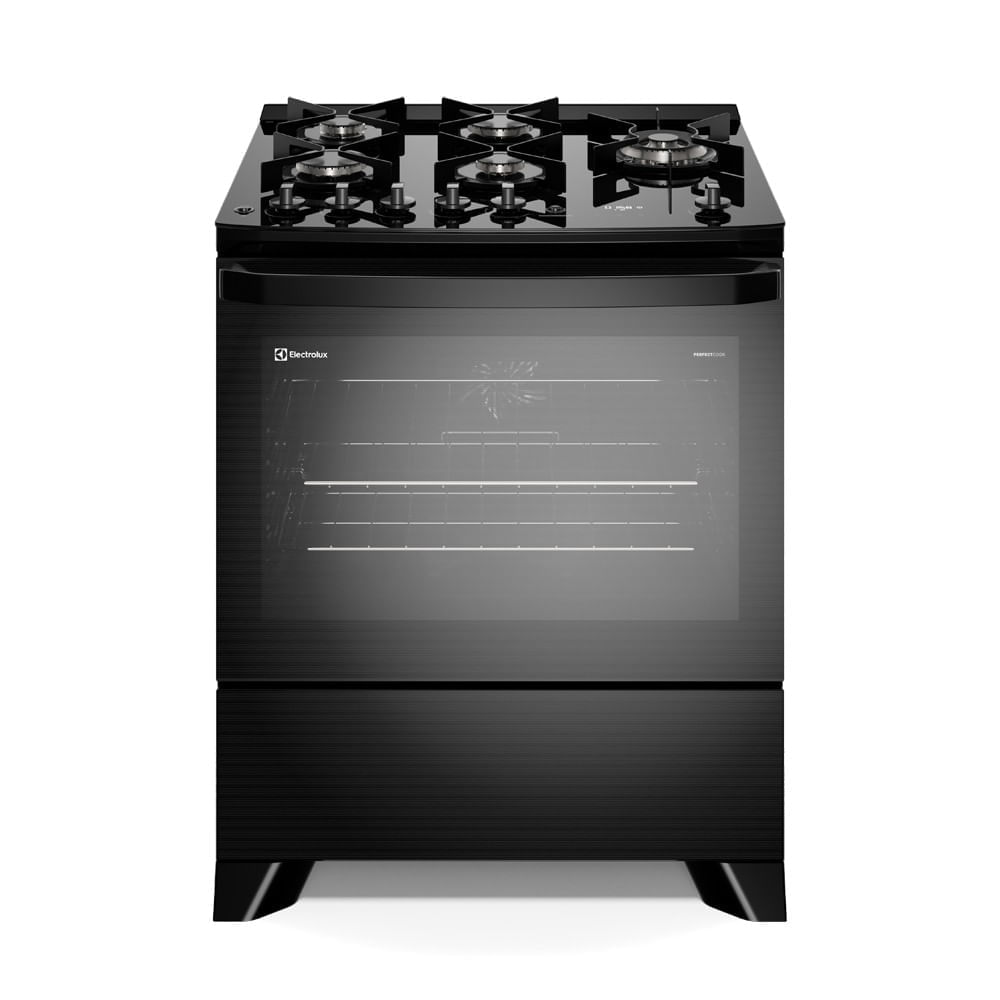 Fogão 5 Bocas Electrolux Preto Experience C/ Mesa De Vidro, Grill E Perfectcook360 (fe5cp) 220v