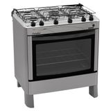 Fogão Esmaltec Ágata 5 Bocas Inox, Forno Limpa Fácil e Acendimento Automático