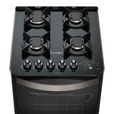 Fogão Esmaltec Esmeralda Glass Gourmet 4 Bocas Preto com Timer Digital e Grill Elétrico