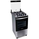 Fogão Brastemp 4 Bocas BFO4NBR Clean, Mesa de Inox, 2 Prateleiras Ajustáveis, Acendimento Automático