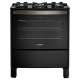 Fogão Esmaltec Esmeralda Glass 5 Bocas Preto Com Forno Autolimpante E Acendimento Automático