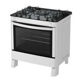 Fogão A Gás 5 Bocas Automático Ágata Glass Branco Mesa De Vidro - Esmaltec