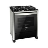 Fogão De Piso A Gás Fischer 5 Bocas Tripla Chama Gran Cheff Com Mesa De Vidro 26988-59780 127v - Preto