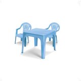 Mesinha Kids Infantil Azul 46x38cm + 2 Cadeira Poltroninha