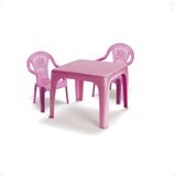 Mesinha Infantil Rosa 46x38cm+2 Cadeira Poltroninha Kids