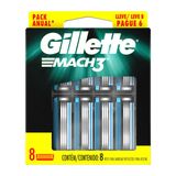 Carga para Aparelho de Barbear Gillette Mach3 - Leve 8 Pague 6