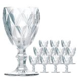 Jogo 12 Taças De Vidro Diamond Diamante Transparente 300ml Água Class Home