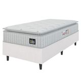 Cama Box Solteiro Colchão Espuma D45 Lazio Pillow Top 88x188x62cm Branco Hellen  Suporta Até 150 Kg Por Pessoa