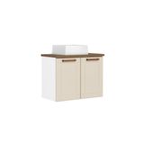 Balcão De Aço E Cuba Alta Banheiro 2 Portas Areia Bertolini Areia/branco