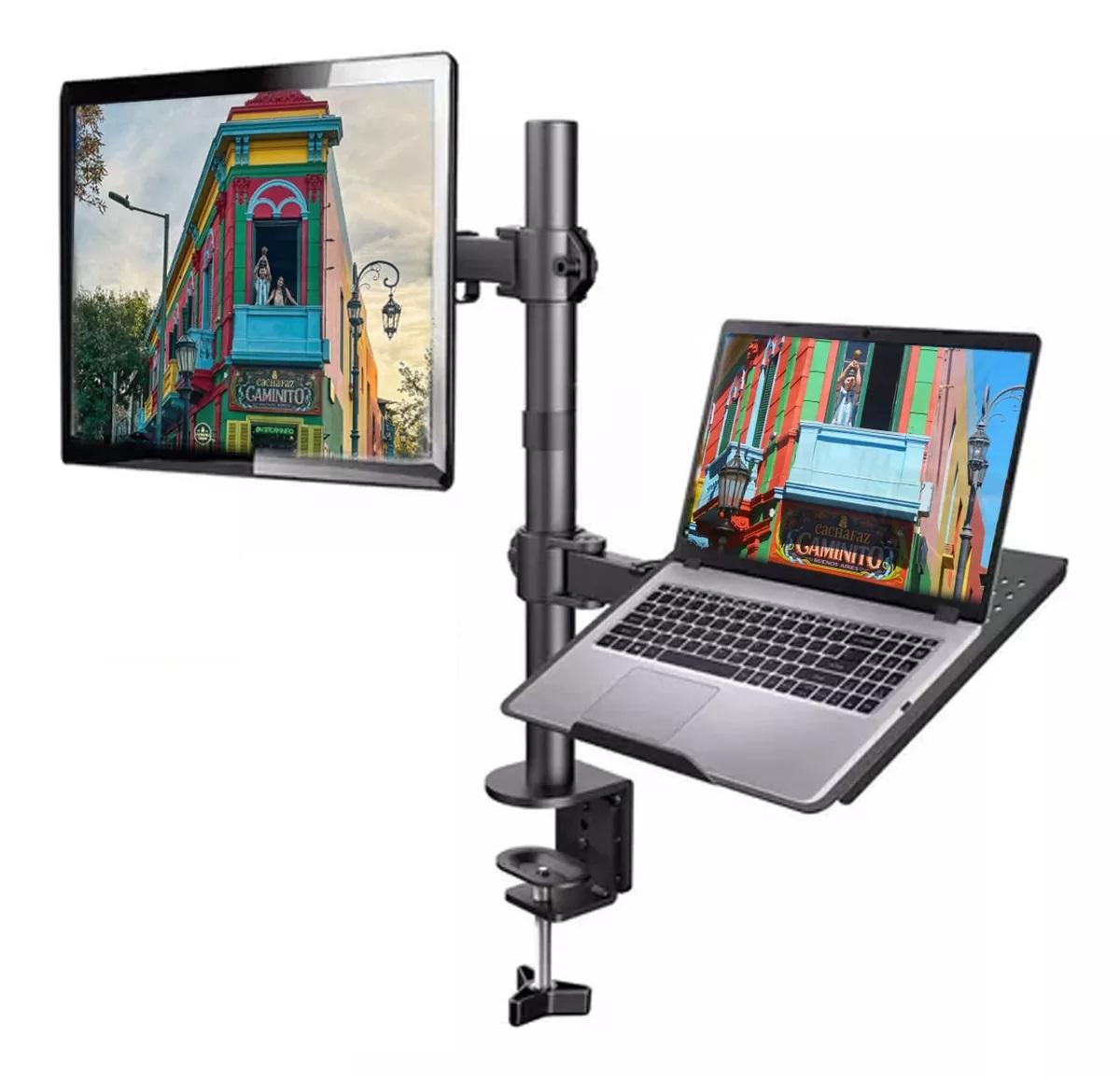 Suporte Duplo Articulado De Mesa Para Monitor E Notebook Bmg-33