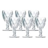 Jogo 6 Taças De Vidro Diamond Diamante Transparente 300ml Água Class Home