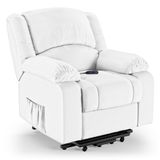 Poltrona Do Papai Reclinável Pietra Elevação Lift Elétrico Fh9 Pu Branco - Mpozenato