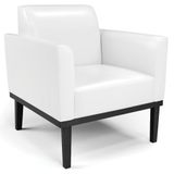 Poltrona Decorativa Base Madeira Preto Maressa Sintético Pu Branco - Ibiza
