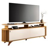 Rack Para Sala Bancada De Tv 70 Pol 182cm Alba Cinamomo/off - Hb Móveis