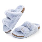 Chinelo Feminino Fitory, Bico Aberto, Pele De Coelho Sintética, Azul, Tamanho 6