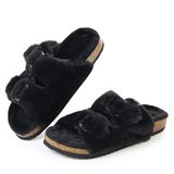 Chinelo Feminino Fitory, Bico Aberto, Pele De Coelho Sintética, Cortiça, Preto 10