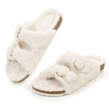 Chinelo Feminino Fitory, Bico Aberto, Pele De Coelho Sintética, Cortiça, Bege