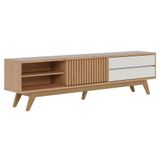 Rack Para Sala Bancada De Tv 75 Pol 200cm Itália C05 Freijó/off White Matte - Mpozenato