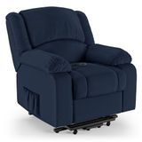 Poltrona Do Papai Reclinável Pietra Elevação Lift Elétrico Fh9 Pu Azul - Mpozenato