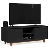 Rack Para Sala Bancada De Tv 55 Pol 139cm Flow Preto - Ej Móveis