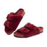 Chinelo Feminino Fitory Com Bico Aberto, Pele De Coelho Sintética, Vinho Tinto 11